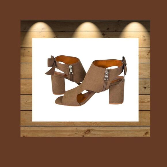 DOLCE Mojo Moxy Women's 8M Open Toe Faux Suede Sandals Bow Tie Ankle Brown EUC+ - Picture 6 of 7